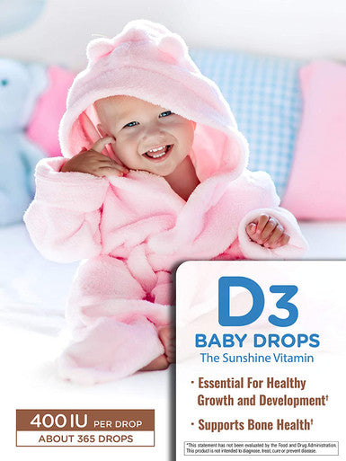 Vitamin D Drops for Infants | 400 IU | 9.2 mL | D3 Drops for Kids | Vegetarian, Non-GMO, Gluten Supplement | by Nature's Truth