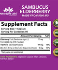 NaturaLife Labs Sambucus Elderberry 5,000 mg Super Concentrated 65:1 with Vitamin C & Zinc 90 Veggie Capsules