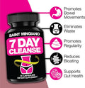 Saint Mingiano 7 Day Cleanse Program | Colon Detox With Natural Laxative For Constipation & Bloating | Extra-Strength Senna Leaf Supplements | Strong For Some People.