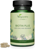Biotin Vegavero with Zinc & Selenium 120 Capsules for Men & Women