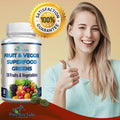 YUMMYVITE Fruit And Veggie Superfood Greens - 28 Fruits And Vegetables Incl. Alfalfa, Barley Grass, Spirulina, Beet Root, Tart Cherry, Concentrated Natural Antioxidants- 60 Tablets