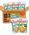 Sensible Portions Veggie Straws MultiPack Sea Salt and Zesty Ranch Flavor GlutenFree Chips Individual Snacks 0.75 Ounce Bag 10Pack