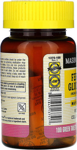 Mason Vitamins Iron Ferrous Gluconate 240Mg Tablets, 100 Count Bottle (Pack of 1)