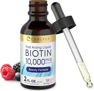 Carlyle Liquid Biotin 10000Mcg 2 Oz | Extra Strength Gel Drops | Vegetarian, Non-Gmo, Gluten Free Supplement