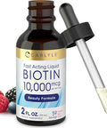 Carlyle Liquid Biotin 10000Mcg 2 Oz | Extra Strength Gel Drops | Vegetarian, Non-Gmo, Gluten Free Supplement