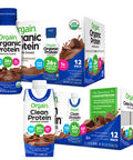 Orgain Organic 26g Grass Fed Whey Protein Shake, Creamy Chocolate - 14 Ounce, 12 Count & Grass Fed Clean Protein Shake, Creamy Chocolate Fudge - 11 oz, 12 Count (Packaging May Vary)