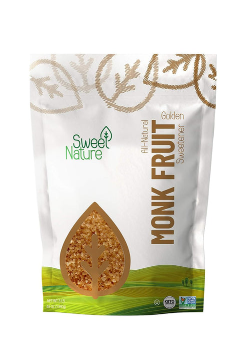 Sweet Nature Golden Monk Fruit Sweetener - Great Brown Sugar Substitute for Diabetics - Gluten-Free, Keto, Organic, 0 Net Carb, and 0 Calories (5 Lb.)