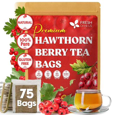 FreshDrinkUS, Premium 75 Mulberry Leaf Tea Bags, 100% Natural & Pure from Mulberry Leaves. Loose Leaf Herbal Tea. Made with Natural Material Tea Bags. No Sugar, No Caffeine, No Gluten, Vegan.