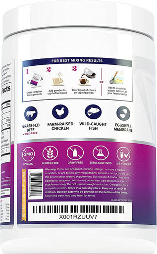 Multi Collagen Peptides Plus Hyaluronic Acid and Vitamin C Hydrolyzed Collagen Proteins Types I II III V and X 40 Servings Unflavored