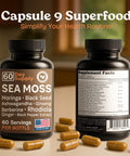 Atlantic Naturals Sea Moss Capsules Irish Sea Moss with Black Seed Oil Ashwagandha Moringa Ginseng and Ginger for Energy Vitality and Wellness Nutritional Supplement Made in USA 60 Capsules