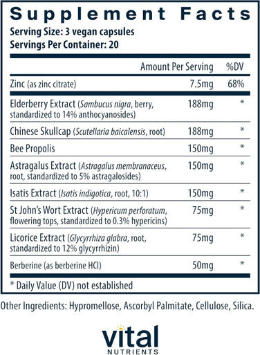 Vital Nutrients ViraCon | Vegan Immune Support Supplement | Zinc Elderberry Licorice Root Extract & Other Herbs for Comprehensive Immune Support | Gluten Dairy Soy | Non-GMO | 60 Capsules