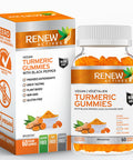 Renew Actives Turmeric Gummies - Antioxidant-Rich Formula With Black Pepper For Enhanced Wellness & Vitality | Easy-To-Swallow - 60 Gummies