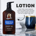 Men's Natural Lotion by Dr. Squatch - Non-Greasy Men's Lotion - 24-hour moisturization hand and body lotion - Made with Shea Butter, Coconut Oil, and Vitamin E - Pine Tar and Fresh Falls (2 Pack)