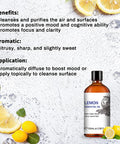 Lemon Essential Oil,Pure Natural Therapeutic Grade Lemon Oil Perfect for Furniture Cleansing Diffuser Massage and Skin Care-3.38 Fl Oz.