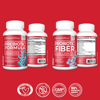 Health Plus Prebiotic Formula 180 Capsules/60 Servings Probiotic Fiber 30 Capsules/30 Servings Bundle