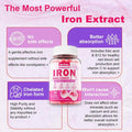 Iron Bisglycinate 26Mg Filled Gummies- Gentle Beet Root Iron Gummy Plus Vitamin C, Supplement Iron With B12 & Folate For Women & Men, Iron Deficiency, Immune & Energy Support, Sugar-Free, Vegan,120Cts