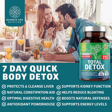 N1N Premium 7 Day Cleanse and Detox Supplement Max Strength 7 Powerful Ingredients Complete Body Cleanse for Liver Urinary Tract Kidney and Digestive Health Support 60 Capsules