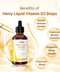 Heivy Liquid Vitamin D3 Drops |Bone And Immune Support | Natural Made Ingredients | Vitamin D3 Liquid 100 Mcg (4000 Iu) | Vegan | Gluten Free | Non-Gmo | 2 Fl Oz (60Ml)