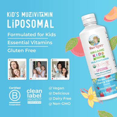 Maryruth Organics Multivitamin for Kids Sugar Multivitamin Liquid Vitamins for Kids Immune Support Supplement Cognitive Health & Overall Wellness USDA Organic Vegan Non-GMO 15.22 Fl Oz