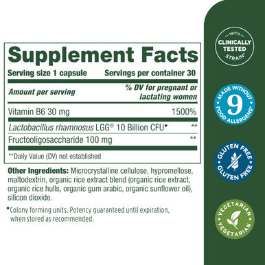 MegaFood Baby & Me 2 Prenatal Probiotic - Vegetarian Pregnancy Prebiotics And Probiotics For Women Digestive Health & Immune Support With Vitamin B6 For Morning Sickness Relief - 30 Capsules