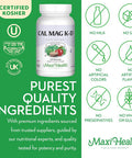 500 Mg Calcium Supplement With Vitamin D3 (2000 Iu), Magnesium (250 Mg) And Vitamin K2 (150 Mcg) - Bone, Teeth And Joint Support For Men And Women - 120 Capsules - Cal Mag K-D By Maxi Health
