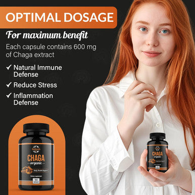 Bioyouth Chaga Capsules Organic Supplement | Supports Immune Health & Vitality | Daily Immune Support | Organic Chaga Mushroom Extract | 90 Capsules (1 Month Supply)