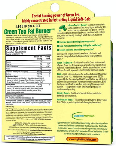 Applied Nutrition Green Tea Fat Burner Liquid Soft-Gels 30 Soft Gels (Pack of 1)