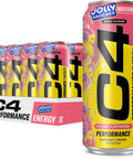C4 Performance Energy Drink, Cherry Popsicle, Zero Sugar Carbonated Preworkout Energy, 200mg Caffeine with Beta Alanine, 16 Fl Oz (12 Pack)
