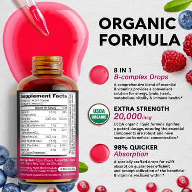 NUTRAHARMONY Organic Vitamin B Complex Drops & Himalayan Shilajit Resin