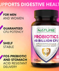 Built Nature Probiotics 40 Billion Cfu - 4 Diverse Strains + Prebiotic - Digestive & Gut Health - Supports Occasional Constipation, Diarrhea, Gas & Bloating - Probiotics For Women & Men - 60 Capsule