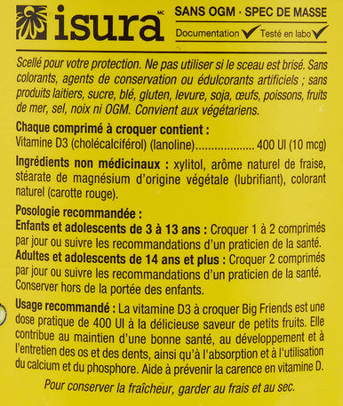 Natural Factors Big Friends Chewable Vitamin D3 Berry Bunch 10 mcg 250 Chewable Tablets