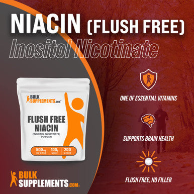 BulkSupplements Flush Free Niacin Powder - Vitamin B3 Supplement, No Flush Niacin - - 500mg , 200 Servings (100 Grams - 3.5 oz)