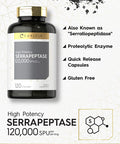 Carlyle Serrapeptase 120000 SPU | 120 Capsules | Supports Sinus Health | Gluten Free Enzyme Supplement