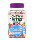 Chewy Vites Kids Calcium and Vitamin D3 60 Kids Calcium Gummies Help Support Healthy Bones and Teeth 2 Months Supply Real Fruit Juice Vegan Age 3 + Strawberry Flavour