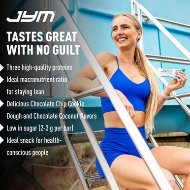 JYM Supplement Science Protein Bar Chocolate Chip Cookie Dough Macro Friendly Guilt Free Snack For Men & Women