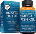 Viva Naturals Triple-Strength Omega 3 Fish Oil with EPA and DHA Supplements 2,200mg, 180 Softgels