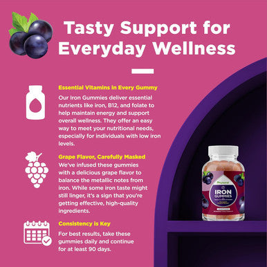 Phytoral Natural Multivitamin Iron Gummies For Adults - Adult Gummy Vitamins With Iron And Energy Boost B Complex Vitamins - Gummy Iron Supplement And Mental Clarity And Focus Multivitamin With Iron Gummy