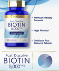 Carlyle Biotin 5000Mcg | 500 Fast Dissolve Tablets | Vegetarian, Non-Gmo, Gluten Free Supplement
