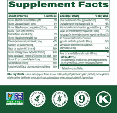 Megafood One Daily Iron Multivitamin - Multivitamin For Women And Men - With Real Food - Immune Support Supplement - Bone Health - Energy Metabolism - Vegetarian Non-Gmo No Iron - 60 Tablets