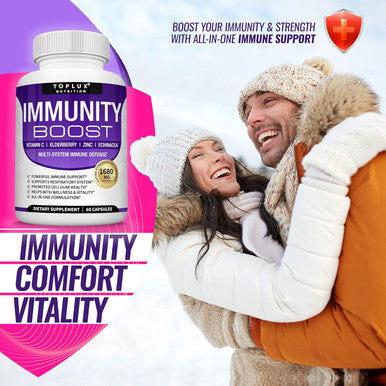 10 In 1 Immunity Boost Immune Support Supplement 1650Mg Made With Elderberry, Vitamin C, Zinc, Echinacea & Probiotics For Immune System Booster, Support Healthy Respiratory System, 2X 60 Capsule