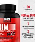 Force Factor DIM Max DIM Supplement for Men to Support Hormone Balance and Estrogen Balance Maximum Strength Diindolylmethane Superior Absorption 400mg 60 Capsules