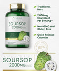 Carlyle Soursop Leaves 2000mg 160 Capsules Traditional Herb Non GMO Gluten Supplement