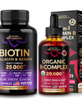 NUTRAHARMONY Organic Vitamin B Complex Drops & Biotin Collagen Capsules