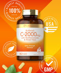 Carlyle Buffered Vitamin C | 2000Mg | 180 Caplets | With Bioflavonoids And Rose Hips | Vegetarian, Non-Gmo, And Gluten Free Suppl