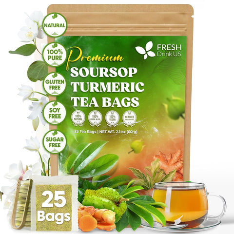 FreshDrinkUS, Premium 75 Mulberry Leaf Tea Bags, 100% Natural & Pure from Mulberry Leaves. Loose Leaf Herbal Tea. Made with Natural Material Tea Bags. No Sugar, No Caffeine, No Gluten, Vegan.