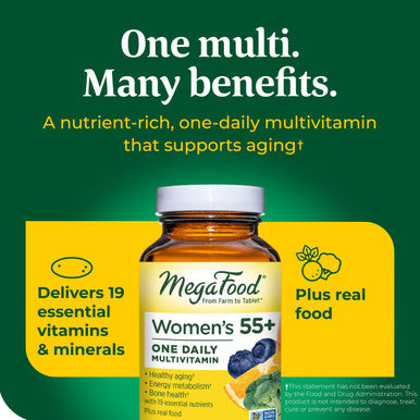 MegaFood Women'S 55+ One Daily Multivitamin For Women With Vitamin A Vitamin C Vitamin D3 & Vitamin E For Optimal Aging Support - Plus Real Food - Immune Support Supplement - Vegetarian - 60 Tabs