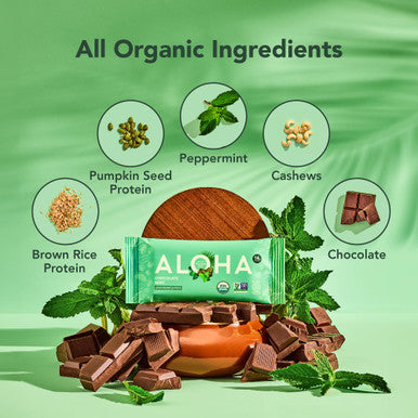 ALOHA Organic Plant Based Protein Bars Chocolate Mint 1.98 Oz (Pack of 12)
