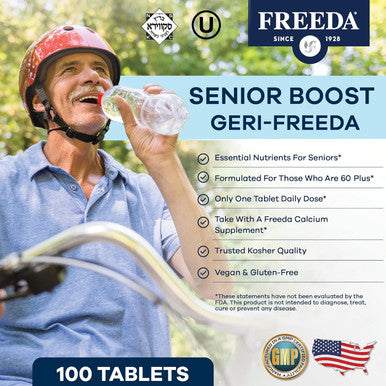 Freeda Senior Multivitamin - Kosher Vitamins For Men & Women 60 And Over - One Daily Coated Tablet - Women'S & Men'S Vitamins Multivitamin 60 Plus - Vitamins For Women Over 60 Plus Elderly (250 Count)