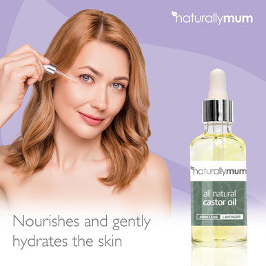 Naturallymum NaturallyMum Cold Pressed Castor Oil for Hair Skin Eyelashes Eyebrows and Nails | Pure Natural Serum with Vitamin E Oil | Glass Bottle with Dropper | Lavender | 100ml