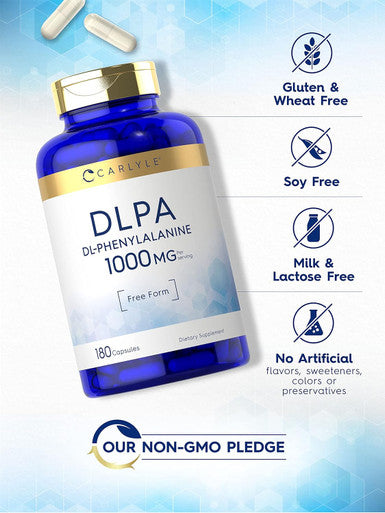 Carlyle DL-Phenylalanine | 1000mg | 180 Capsules | Non-GMO and Gluten Formula | DLPA Form Supplement